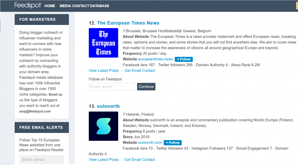feedspot european news websites